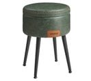 Pouf De Rangement, Tabouret De Coiffeuse, Pu Avec Coutures, Capacité 150 Kg, Vert Forêt