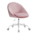 Chaise De Bureau, Fauteuil Pivotant En Velours, Rembourrage En Mousse, Réglable En Hauteur, Rose