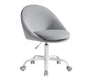 Chaise De Bureau, Fauteuil Pivotant En Velours, Rembourrage En Mousse, Réglable En Hauteur, Gris