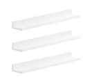 Étagère Murale Suspendue, Lot De 3, Décoration Salon, Longueur 60 Cm, Tablette Flottante, Blanc