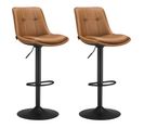 Tabourets De Bar, Lot De 2, Siège Pivotant à Hauteur Réglable, Avec Repose-pieds, Marron Caramel