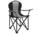 Chaise Camping Pliante, Avec Assise Confortable En Éponge, Porte-gobelet, Gris Et Noir