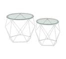 Table Basse Ronde, Lot De 2, Style Moderne, Plateau Amovible, Gris Ardoise Et Blanc Nuage