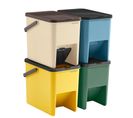 Poubelles De Tri Pour La Cuisine, Lot De 4, Empilables, 20l, Jaune, Bleu, Beige Et Vert