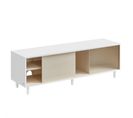 Meuble TV Pour TV Jusqu'à 60 Pouces, Montage Rapide Toolless, 140 X 39 X 45 Cm, Blanc Et Beige