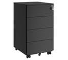 Caisson De Bureau Mobile, Verrouillable, Avec 4 Tiroirs, Pré-assemblé, 45,1 X 39 X 69,3 Cm, Noir