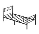 Lit Simple, Convient Pour Matelas De 90 X 200 Cm, Montage Facile, Pour Petits Espaces, Noir D'encre