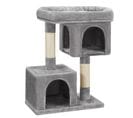 Arbre À Chat, Tour De Jeux 84 Cm, L, Maison Pour Chats Jusqu’à 7 Kg,  2 Niches, Griffoir, Gris Clair