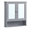 Armoire Murale, 2 Portes-miroir Et Compartiment Ouvert, 13 X 56,5 X 58,5 Cm, Gris Tourterelle