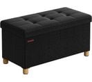 Pouf, Tabouret Avec Repose-pieds, Pliable, Banc Avec Rangement, 38 X 76 X 40 Cm, Noir