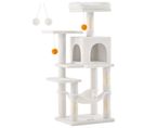 Arbre à Chat Hauteur 112 Cm, Tour De Jeux Pour Chats, Avec 4 Poteaux à Griffer, Blanc Crème