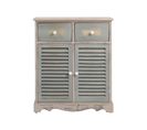 Buffet 2 Porte 2 Tiroirs Bois Clair Vert 70x60x30