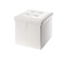 Pouf Coffre De Rangement Carre Synthétique Blanc 30x30x30