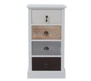 Chiffonnier 4 Tiroirs Bois Blanc Rustique 69x37x27