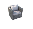 Fauteuil En Rotin Ave Coussin Mobilier De Jardin D’extérieur Mélange Gris Foncé