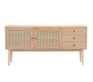 Buffet 2 Portes 3 Tiroirs En Bois Et Cannage Naturel 170 Cm - Eden