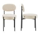 Lot De 2 Chaises En Velours Côtelé Beige, Piètement Métal Noir - Evora