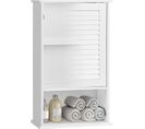 Armoire Murale Pour Salle De Bain Avec Étagère Réglable Avec 1 Porte Persienne Et 1 Étagère Ouverte