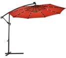 3m Parasol Déporté Excentré Avec 24 LED Lampe Solaire Fait Fer-hauteur 250cm(bordeaux)