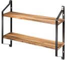 Etagere Murale Flottante En Bois Et Métal Charge Maximal 16 Kg À 2 Niveaux Porte-épices Pour Bureau