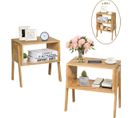 Lot De 2 Table De Chevet Avec Fonction Superposable-bambou 100% Naturel, 43 X 29 X 42cm