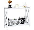 Table Console D'appoint Industrielle à 2 Niveaux, Meuble Pour Entrée,  100 X 30 X 80 Cm (blanc)