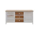 Buffet 3 Tiroirs 2 Porte Bois Blanc Beige 44x90x34