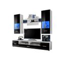 Meuble TV Mural Magnetic Noir Brillant Et Blanc Mat 200cm