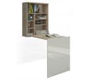 Bureau Pliable Hida Table Murale Pliante Pour Ordinateur Bureau Ménager Couleur Chêne/blanc Brillant