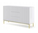 Buffet De Rangement Meuble Universel Blanc Mat 150x42x89 Ravi B Filet 2d3s Pied Cadré Or