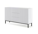 Buffet De Rangement Meuble Universel Blanc Mat 150x42x89 Ravi B Filet 2d3s Pied Cadré Noir