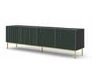 Meuble TV Meuble Hi-fi Sur Pied Noir/vert Foncé 200x42x58cm Ravi F Peint Pied Cadré Or