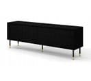 Meuble TV 180x40x60 Cm Meuble Hi-fi Luxueux Sur Pied Noir Mat Meshewood