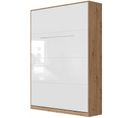 Lit Escamotable +2 Placards Vertical 140x200+(50x2)cm Miroir Supérieur Chêne Sauvage/blanc Brillant