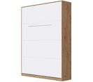 Lit Escamotable +2 Placards Vertical 140x200+(50x2)cm Miroir Lit Mural Chêne Sauvage/blanc