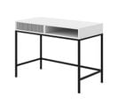 Table Coiffeuse 112x50x78cm Blanc Mat Meuble Maquillage Console Ravi F Peint Pied Cadré Noir