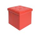 Pouf Boîte De Rangement Synthétique Rouge Moderne 30x30x30