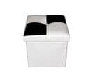 Pouf Coffre De Rangement Noir Blanc Faux Cuir Moderne 30x30x30