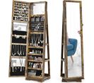 Armoire À Bijoux Pivotante À 360 Degrés, Avec Grand Miroir Psyché Et Etagère De Rangement