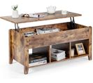 Table Basse Avec Plateau Relevable Noir 104,5 X 49,5 X 48,5 Cm Avec Trois Compartiments Naturel