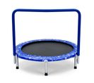 Trampoline Enfants Pliable Ø 92 Cm Avec Housse De Sécurité Matelassée Et Poignée Recouverte Bleu