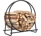 Porte-bûches Rond Pour Bois De Cheminée En Fer 76,5 X 36 X 82 Cm Noir De à Capacité De Poids 50 Kg