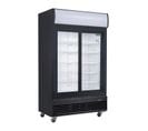 Frigo Professionnel Vitré Noir 2 Portes Coulissantes Avec Caisson Lumineux Série G 950l -