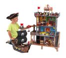 Ensemble De Jeu En Bois Bateau Pirate Avec Lumières Et Sons, 17 Accessoires Inclus