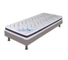 Matelas + Sommier Tapissier 90x200 Mousse - Melior - Soutien Ferme - Simili Taupe