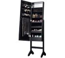 Armoire À Bijoux Sur Pied Avec 18 LED, Angle Réglable,doublure En Velours Doux 35 × 31,5 X 145 Cm