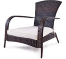 Fauteuil De Jardin En Résine Tressée Marron 78x80x80 Cm Avec Coussin Lavable