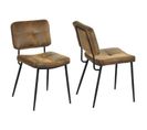 Lot De 2 Chaises De Salle À Manger Vintage Avec Dossier Assise Rembourrée En Suédine, Marron