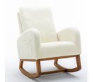 Fauteuil à Bascule Fauteuil Relax Rocking-chair Avec Poches Latérales Et Pieds En Bois Massif Blanc