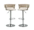 Lot De 2 Tabourets De Bar 360° Velours Beige